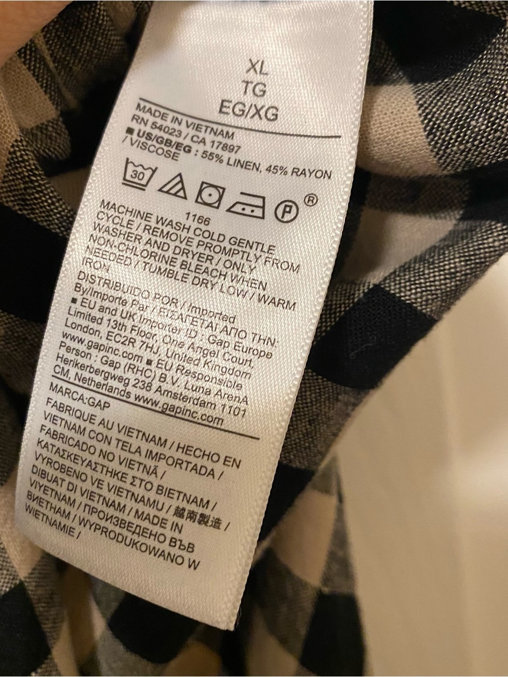 Gap Linen Blend Skirt in Black and Cream Gingham. - Picture 7 of 7